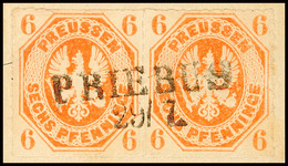 1867 "PRIEBUS 29/7." - Vorphila-L2, OPD Liegnitz, Klar Auf Waager. Paar 6 Pfg, Wirkungsvoll Auf Einer Fremdunterlage Haf - Sonstige & Ohne Zuordnung