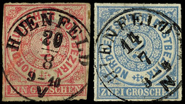 1969 "HUENFELD" - K1, Je Zentrisch Klar Auf NDP 1 Gr. (Mängel) Und Farbfrischer 2 Gr. (zwei Kleine Eckbüge), Katalog: ND - Sonstige & Ohne Zuordnung