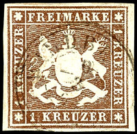 1993 1 Kr. Orangebraun, Zentrisch Gestempelt K2 "WILDBERG 9/2", Allseits Breitrandig, Tadelloses Kabinettstück, Gepr. Pf - Other & Unclassified