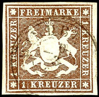 1993 1 Kr. Orangebraun, Zentrisch Gestempelt K2 "WILDBERG 9/2", Allseits Breitrandig, Tadelloses Kabinettstück, Gepr. Pf - Autres & Non Classés