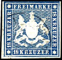 1996 18 Kreuzer Dunkelblau, Oben Leicht Tangiertes Sonst Breitrandig Geschnittenes Und Farbfrisches Exemplar Vom Oberen  - Sonstige & Ohne Zuordnung