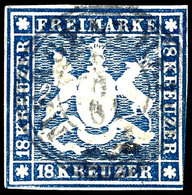 1997 18 Kreuzer Dunkelblau, Rechts Teils Randlinienschnitt, Sonst Vollrandig Mit D Kr. "MERGENTHEIM 3.7.61", Oben Rechts - Sonstige & Ohne Zuordnung