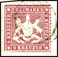 2000 9 Kreuzer Lilarot, Gest. Auf Briefstück, Zahnfehler, Signiert Irtenkauf BPP, Mi. 460.-, Katalog: 19yb BS - Andere & Zonder Classificatie