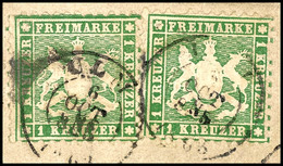 2007 1 Kr In B-Farbe Zweimal Tadellos Auf Briefstück Mit Zwei Stempelabschlägen "ULM 6 OCT", Mi. 240,--, Katalog: 25b(2) - Autres & Non Classés