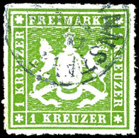 2014 1 Kreuzer In Seltener Grasgrüner Nuance, Gest. "CANSTADT", Tadellos, Signiert Heinrich BPP, Mi. 350.-, Katalog: 30b - Sonstige & Ohne Zuordnung