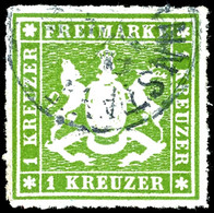 2014 1 Kreuzer In Seltener Grasgrüner Nuance, Gest. "CANSTADT", Tadellos, Signiert Heinrich BPP, Mi. 350.-, Katalog: 30b - Andere & Zonder Classificatie