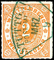 2022 2 Kreuzer Rotorange Mit Grünem Fächerstempel " STUTTGART MRZ 9", Tadellos, Signiert Irtenkauf BPP, Mi. 300.-, Katal - Andere & Zonder Classificatie