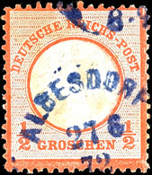 2086 1/2 Groschen Rötlichorange Mit Seltenem Violettblauen Elsaß-Lothringen-Ekr " ALBESDORF 27.6.72", Leichte Altersspur - Sonstige & Ohne Zuordnung