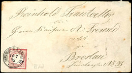 2132 1 Gr. Karmin, Plattenfehler "H In Deutsche Gebrochen" , Auf Brief (dieser Bug) Von "DIRSDORF R.B. BRESLAU 14 7 73"  - Other & Unclassified