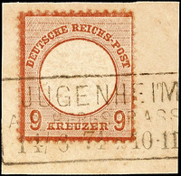 2154 9 Kr. Rötlichbraun Mit Ra 3 "JUGENHEIM A.D. BERGSTRASSE 14.8.74", Auf Briefstück, Tadellos, Geprüft Krug BPP, Mi. 5 - Sonstige & Ohne Zuordnung