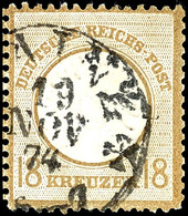 2161 18 Kreuzer Ockerbraun Mit T. U. T. Stempel "MAINZ 19. Nov. 74", Ausgabetypische Zähnung, Die Scherentrennung Links  - Other & Unclassified