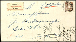 2178 25 Pfg. Rötlichbraun Mit EKr. DRESDEN-ALTST. 9 8.10.77 Als Portogerechte Einzelfrankatur Auf R-Ortsfaltbrief Mit Au - Andere & Zonder Classificatie