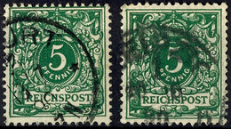 2228 5 Pf. Dunkelgrün, 2 Gest. Werte, Gepr. Zenker BPP, Mi.160.-, Katalog: 46aa O - Andere & Zonder Classificatie