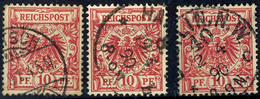 2246 10 Pf. Lebhaftrosarot, 3 Gest. Werte, Gepr. Zenker BPP, Mi. 180.-, Katalog: 47ba O - Andere & Zonder Classificatie