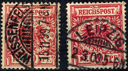 2249 10 Pf. Dunkelrosarot, 2 Werte, Gestempelt, Gepr. Jäschke/Wiegand BPP, Mi. 160.-, Katalog: 47ea O - Andere & Zonder Classificatie