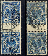 2251 20 Pf. Dunkelblau Und Violettultramarin, Je Als Zwischenstegpaar, Gestempelt, Mi. 275.-, Katalog: 48ZSbb,d O - Andere & Zonder Classificatie