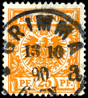 2258 25 Pfg Krone/Adler Lebhaftgelblichorange, Zentrisch Gestempelt K1 "GRIMMA 13 10 90", Tadellos, Kabinett, Doppelt Ge - Sonstige & Ohne Zuordnung