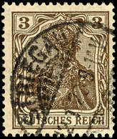 2348 3 Pf. Schwärzlichbraun,  Gest., Gepr. Jäschke-L. BPP, Mi. 140.-, Katalog: 84IIb O - Andere & Zonder Classificatie