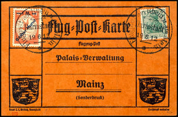 2408 1 M. Gelber Hund Auf Oranger Flugpostkarte Mit 5 Pfg. Germania Und Flugstempel Darmstadt 19.6.12 An Die Palais-Verw - Sonstige & Ohne Zuordnung