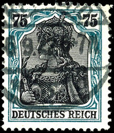 2427 75 Pf. Germania, Rahmen Bläulichgrün, Tadellos, Gestempelt, Fotobefund Weinbuch BPP, Mi. 450.-, Katalog: 104d O - Sonstige & Ohne Zuordnung