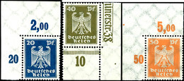 2750 3 - 50 Pfg Reichsadler Kpl., Je Mit Bogenrand Bzw. -ecken, 5 Und 10 Pfg W OR Sowie 20 Und 50 Pfg P OR, Tadellos Pos - Sonstige & Ohne Zuordnung