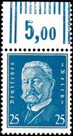 2779 25 Pfg Reichspräsidenten Mit Walzendruck-Oberrand, Tadellos Postfrisch, Unsigniert, Mi. 130.-, Katalog: 416W OR ** - Sonstige & Ohne Zuordnung