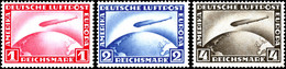 2788 1, 2 Und 4 RM. Zeppelin, 3 Werte, Tadellos Postfrisch, Unsigniert, Mi. 550.-, Katalog: 423/24, 455 ** - Sonstige & Ohne Zuordnung