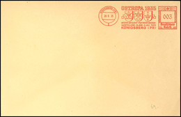 2908 "OSTROPA 1935 / KÖNIGSBERG 28 6 35", 3 Pfg Absenderfreistempel Auf Großformatigem Blanko-Umschlag, Selten  BF - Sonstige & Ohne Zuordnung