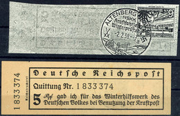 2938 WHW Spendenquittung über 5 Pfg, Rückseitig 6 Pfg Winterhilfswerk Mit Sonderstempel "ALTENBERG (ERZGEB.) / NSKK 2.2. - Sonstige & Ohne Zuordnung