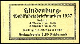 3084 "Hindenburgspende 1927" Mit Dickem Deckel Und Nicht Durchgez. H-Blatt-Rand, Deckel Mit Öffnungsfaltung, H-Blatt Tad - Booklets