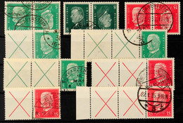 3102 Reichspräsidenten 1928, 9 Zusammendrucke Komplett, Gestempelt, Mi. 300,-, Katalog: K10/W30.3 O - Andere & Zonder Classificatie