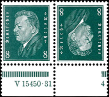 3103 Reichspräsidenten 1928, 8 Pfg Kehrdruck Mit Unterrand Und HAN "V 15450.31 4", Tadellos Postfrisch, Unsigniert, Mi.  - Sonstige & Ohne Zuordnung