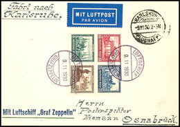 3142 1930, Landungsfahrt Nach Karlsruhe, Bordpost Nach Karlsruhe, Bildpostkarte Mit IPOSTA-Block Und Rückseitiger 5 Pfg  - Other & Unclassified