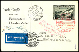 3145 1931, Fahrt Vaduz - Lausanne, Ansichtskarte "Luftschiff Graf Zeppelin Auf Der Fahrt über Liechtenstein" Mit Eingedr - Other & Unclassified