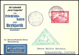 3146 1931, Islandfahrt, Deutsches Post Mit Bordpost Der Hinfahrt, Karte Mit 1 M. Sondermarke Und Bordpoststempel Vom 1.7 - Autres & Non Classés