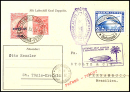 3152 1931, 2. Südamerikafahrt, Hin- Und Rückfahrt Mit Werbestempel, Karte Mit 2 RM. Zeppelin Von "FRIEDRICHSHAFEN 18.9.3 - Autres & Non Classés