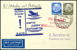 3193 1933, D. Europa 27.07, Umschlag Mit Dt. Seepostaufgabe Vom 22.7 Und Sonder-Cachet, Adressiert Nach Deutschland Mit  - Sonstige & Ohne Zuordnung