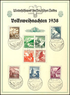 3212 1938, WHW - Gedenkblatt Volksweihnachten 1938 (DIN A5), Mit MiNr. 675/83 Und Pass. SST "BERLIN 23.12.1938", Sehr Gu - Sonstige & Ohne Zuordnung