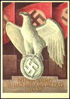 3250 1937, Reichsparteitag Nürnberg, Color-Festpostkarte Reichsadler Vor Fahnen, Mit Sonderstempel "NÜRNBERG REICHSPARTE - Sonstige & Ohne Zuordnung