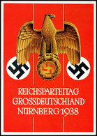 3251 1938, Reichsparteitag Nürnberg, Adler über Hoheitszeichen, Color Propagandakarte Hoffmann Nr. 38/1, Blankogestempel - Autres & Non Classés