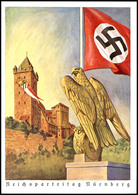 3254 1939 Reichsparteitag Nürnberg, Motiv "Reichsadler Vor Burg Mit Fahne", Color Prachtkarte Aus Andruckbogen Zum Wegen - Other & Unclassified