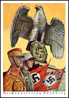 3256 1939 Reichsparteitag Nürnberg, Motiv "Soldaten Vor Reichsadler Und Fahnen", Color Prachtkarte Aus Andruckbogen Zum  - Autres & Non Classés