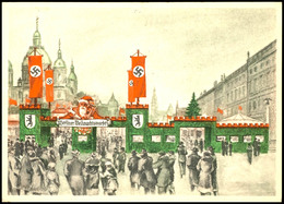 3264 1936, Berliner Weihnachtsmarkt Mit Ansicht Weihnachtsmann Und Diversen Hakenkreuzfahnen, Color-Karte Mit Passendem  - Autres & Non Classés