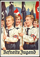 3266 1938,"Befreite Jugend", Color Propagandakarte Mit Abb. Jugendliche Mit Fahnen, Ungelaufen, Selten!  BF - Other & Unclassified