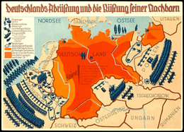 3291 Deutschlands Abrüstung Und Die Rüstung Seiner Nachbarn, Farbige Propagandakarte, Gelaufen Von Vorsfelde Nach Brauns - Sonstige & Ohne Zuordnung