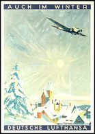 3292 1937, Farbige Propagandakarte "Auch Im Winter - Deutsche Lufthansa, Blanko Gestempelt Mit SST "Erfurt"  BF - Andere & Zonder Classificatie