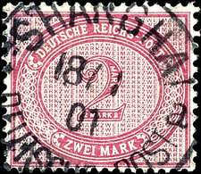 3336 2 Mark Rötlichkarmin Mit Zentrischen Ekr. "SHANGHAI DPa 18/1 01" (Steuer+70%), Katalog: V37f O - Deutsche Post In China