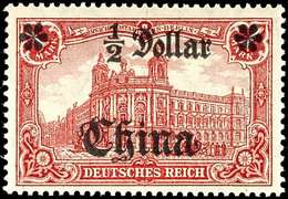 3372 1/2 Dollar Auf 1 Mark Mit Wasserzeichen, Luxus Postfrisch, Unsigniert, MI. 70,-, Katalog: 44IAII ** - Deutsche Post In China