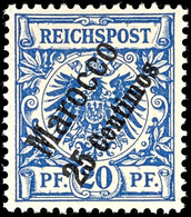 3382 25 Centimos Auf 20 Pf. Krone/Adler, Luxus Postfrisch, Unsigniert, Mi. 50,-, Katalog: 4 ** - Morocco (offices)