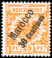 3383 30 Centimos Auf 25 Pf. Krone/Adler, Luxus Postfrisch, Unsigniert, Mi. 90,-, Katalog: 5a ** - Maroc (bureaux)